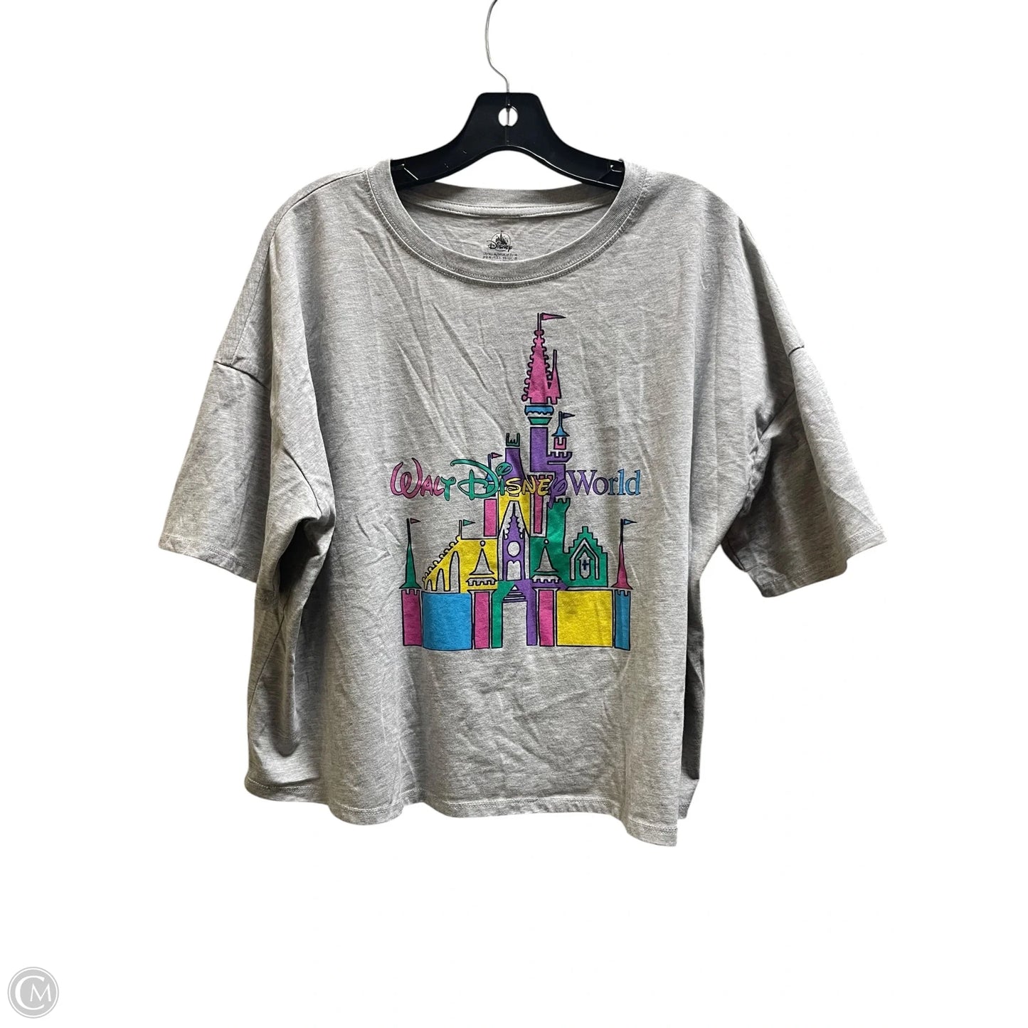 Top Short Sleeve By Disney In Grey, Size: M
