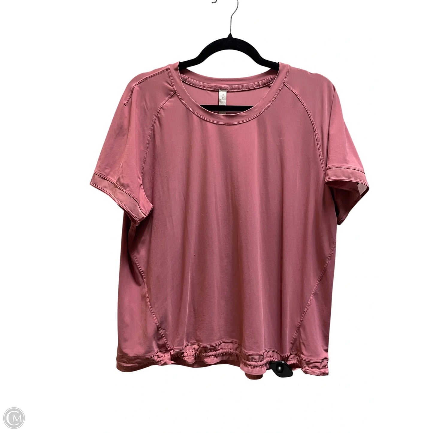 Athletic Top Short Sleeve By Lululemon In Pink, Size: 12