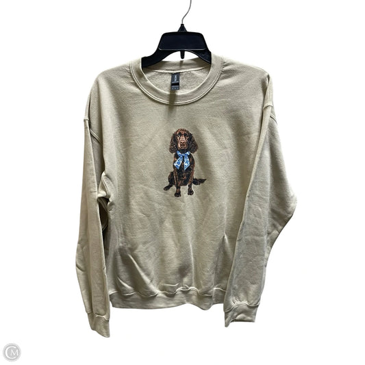 Sweatshirt Crewneck By Gildan In Tan, Size: M