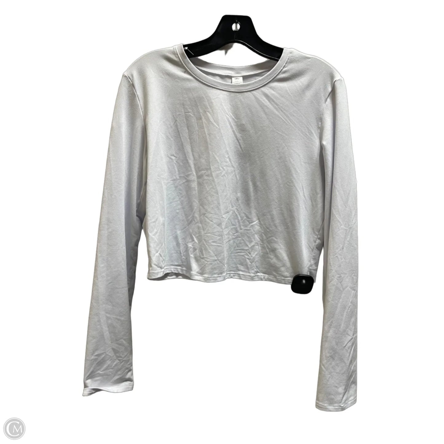 Athletic Top Long Sleeve Collar By Alo In White, Size: L