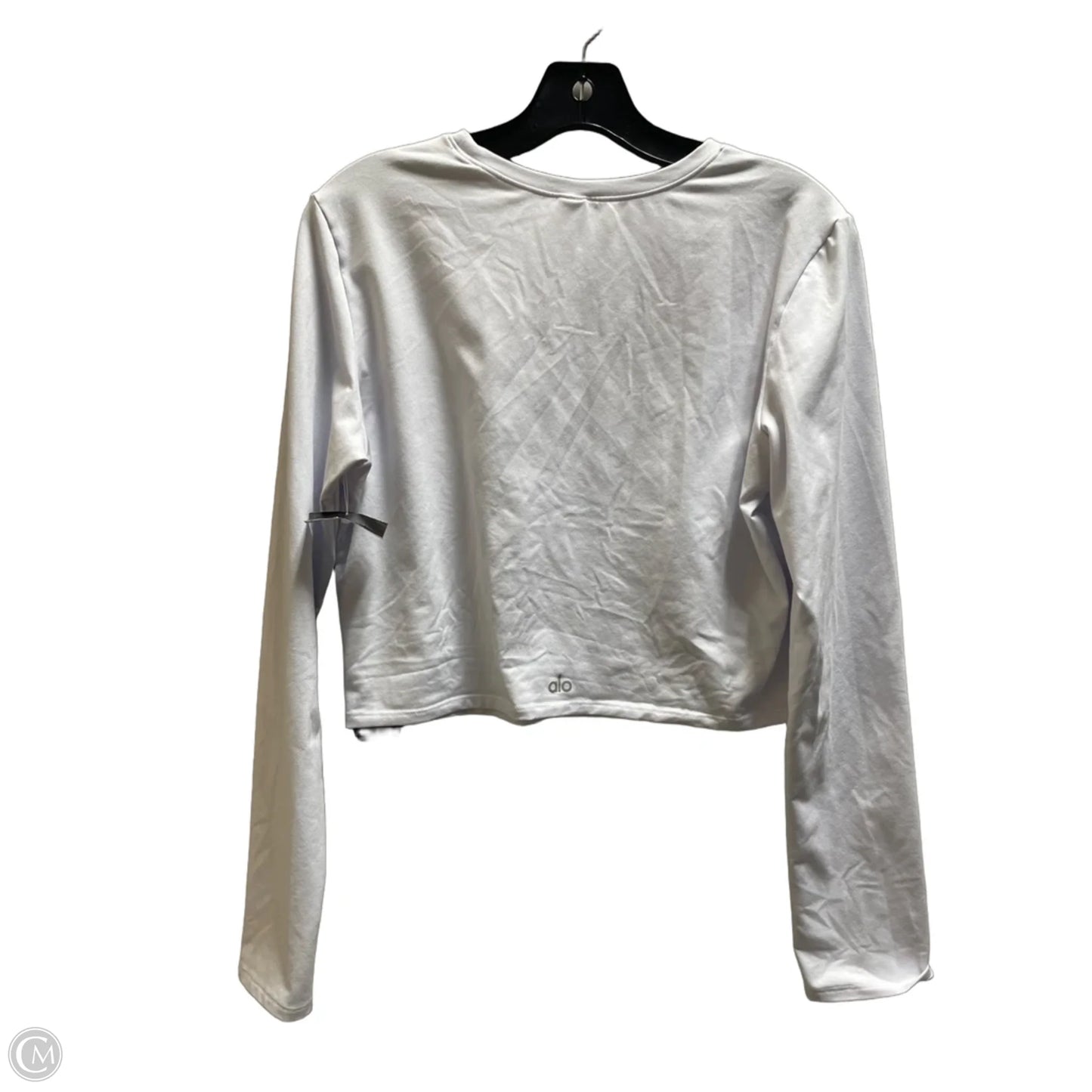 Athletic Top Long Sleeve Collar By Alo In White, Size: L