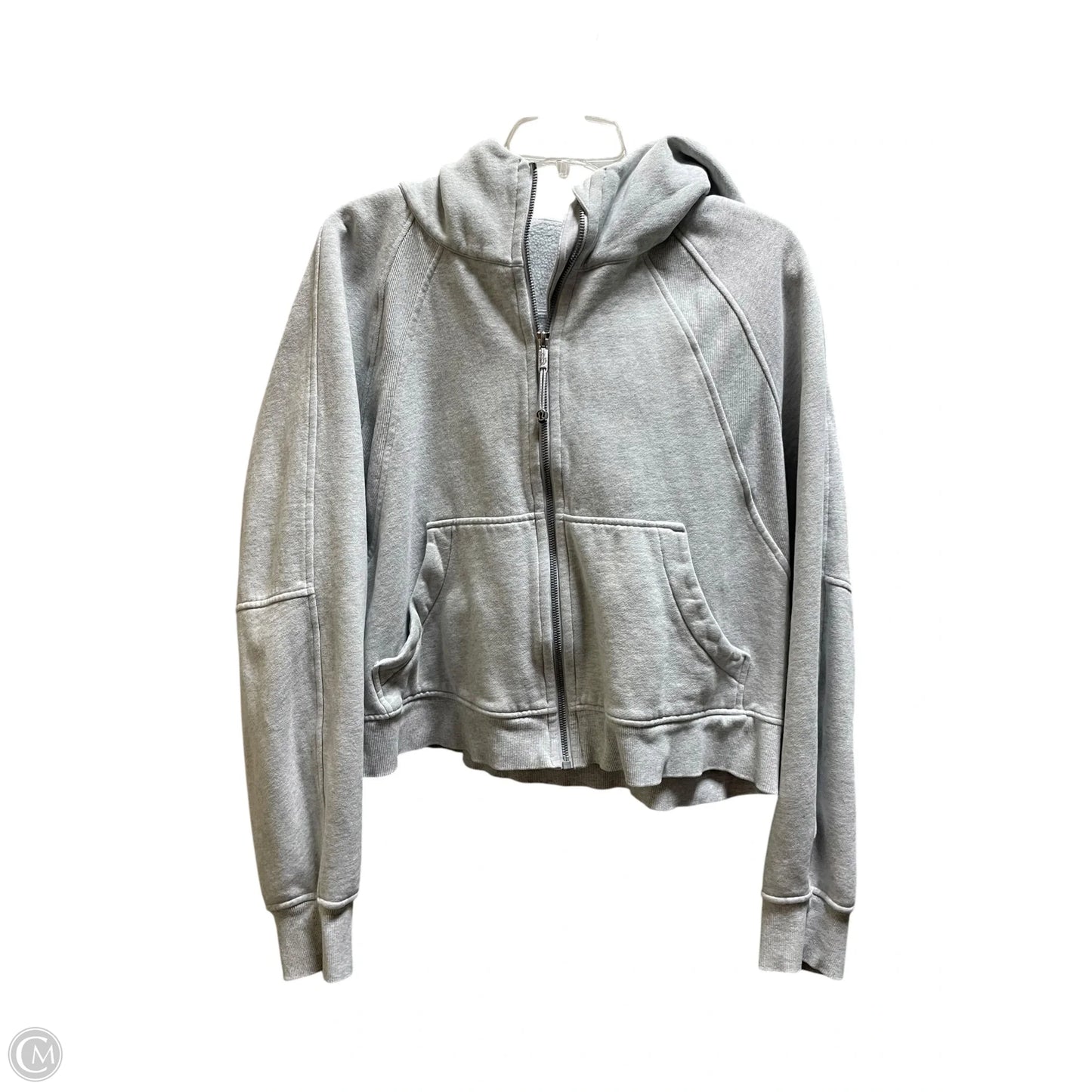Athletic Sweatshirt Hoodie By Lululemon In Grey, Size: L