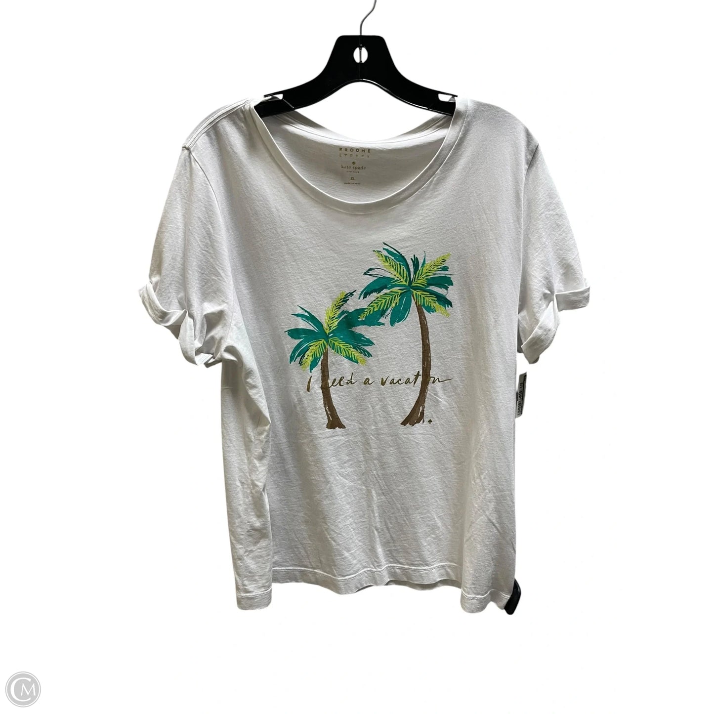 Top Short Sleeve Designer By Kate Spade In White, Size: Xl