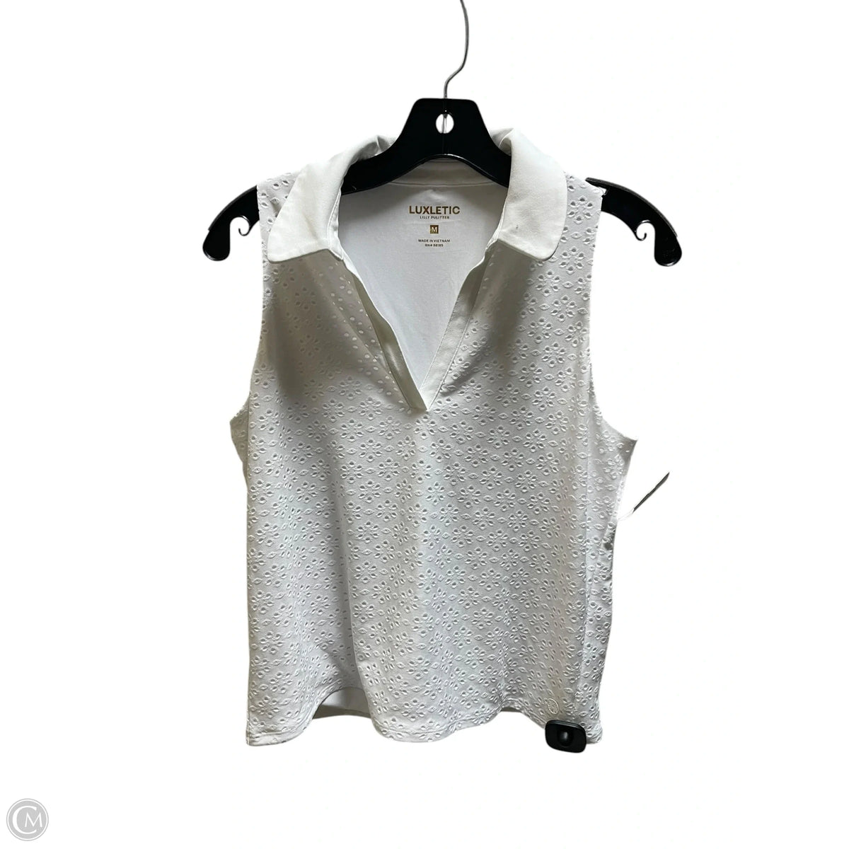 Athletic Top Long Sleeve Collar By Luxletic In White, Size: M