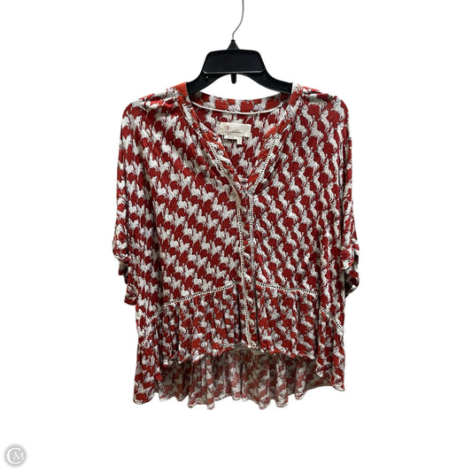 Top Short Sleeve By Anthropologie In Orange, Size: S