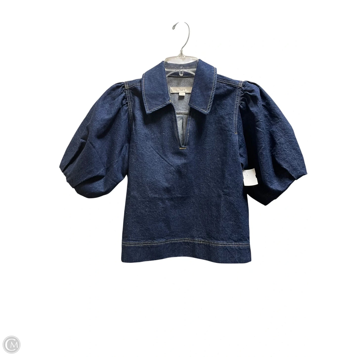Top Short Sleeve By Loft In Blue Denim, Size: Xs