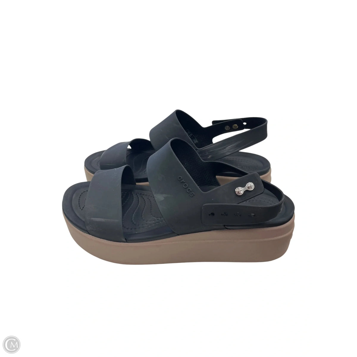 Sandals Heels Platform By Crocs In Brown, Size: 9