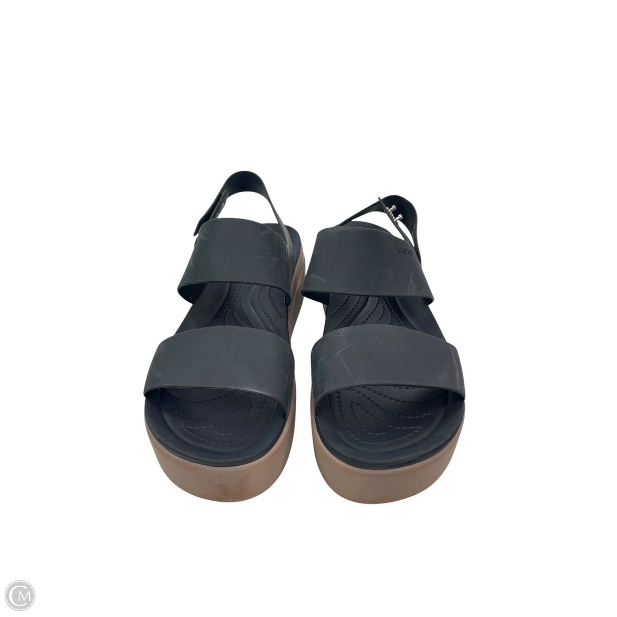 Sandals Heels Platform By Crocs In Brown, Size: 9