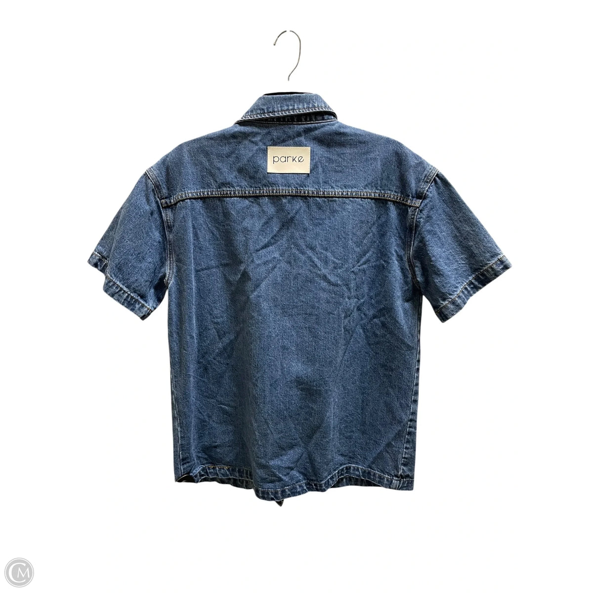 Top Short Sleeve By Cma In Blue Denim, Size: L