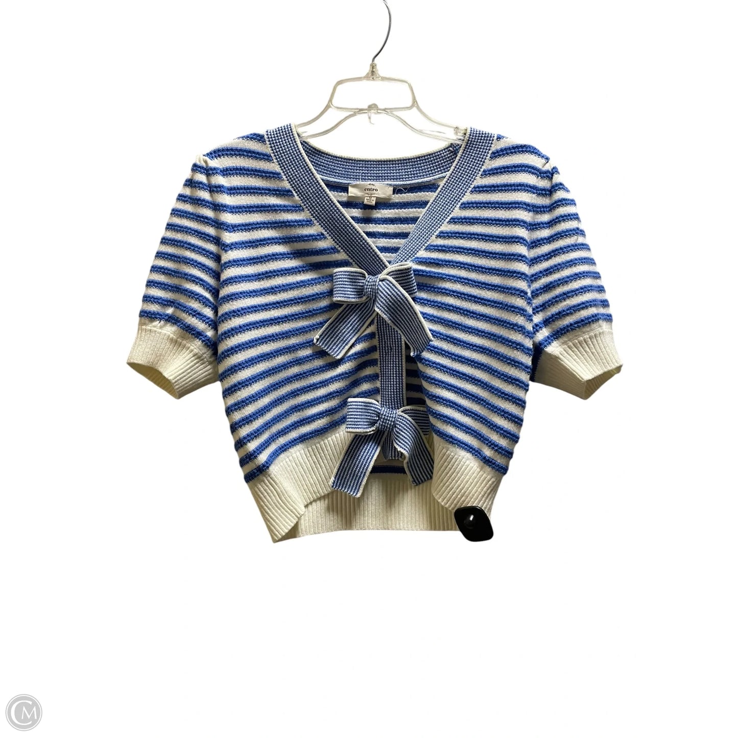 Top Short Sleeve By Entro In Blue & White, Size: M