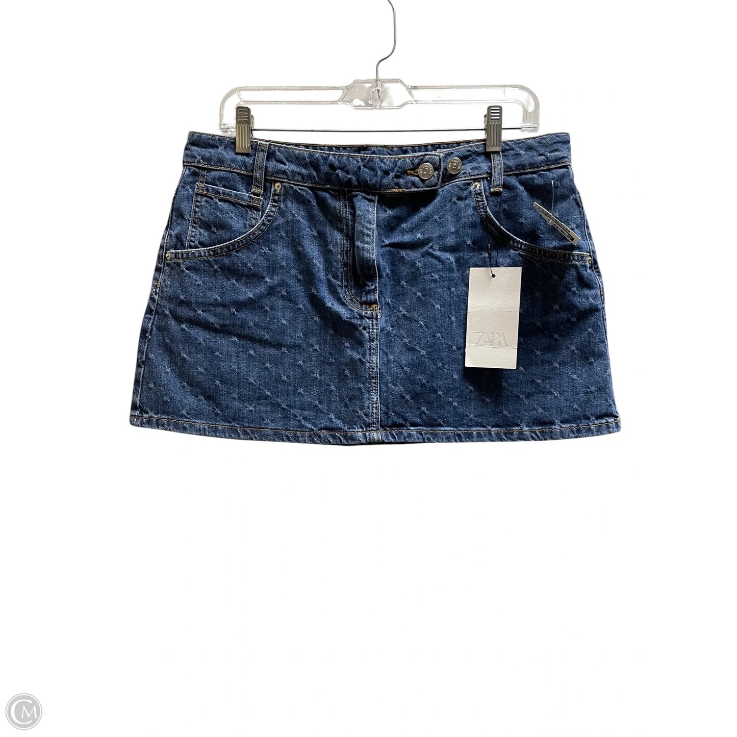 Skirt Mini & Short By Zara In Blue Denim, Size: L