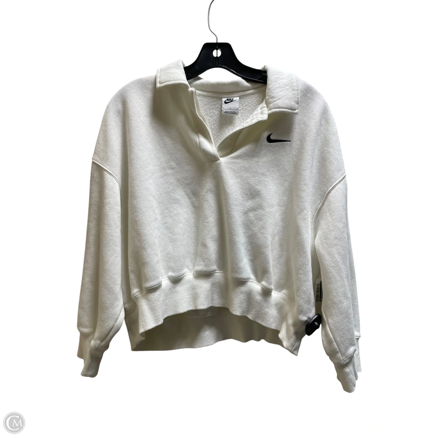 Athletic Sweatshirt Collar By Nike In White, Size: L
