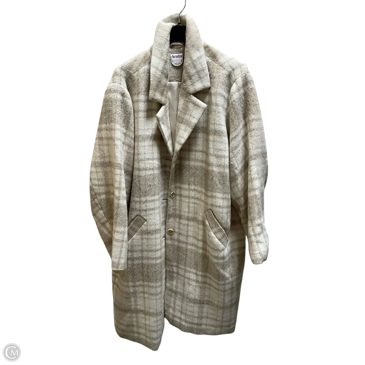 Coat Trench Coat By Arula In Plaid Pattern, Size: Xl