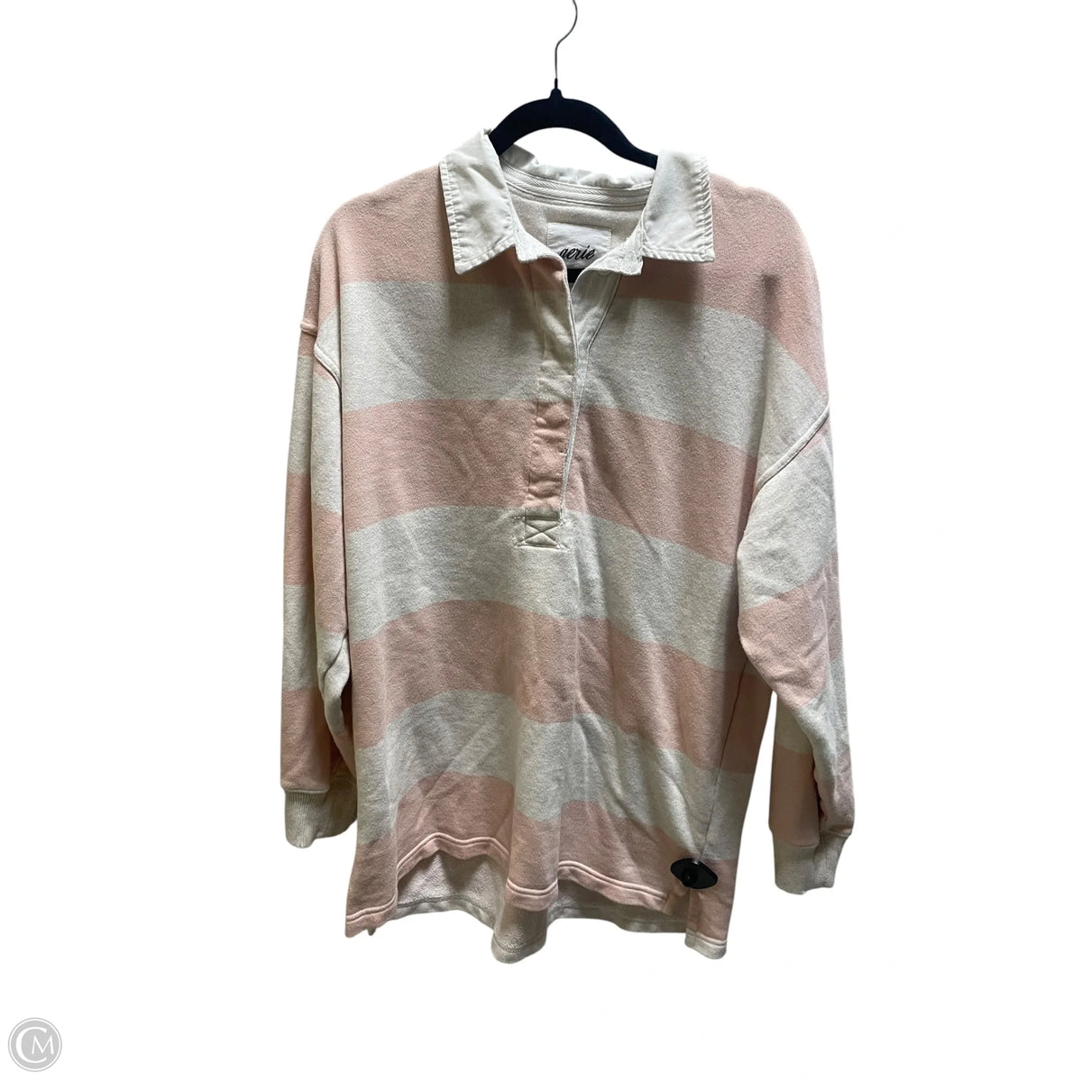 Top Long Sleeve By Aerie In Striped Pattern, Size: M