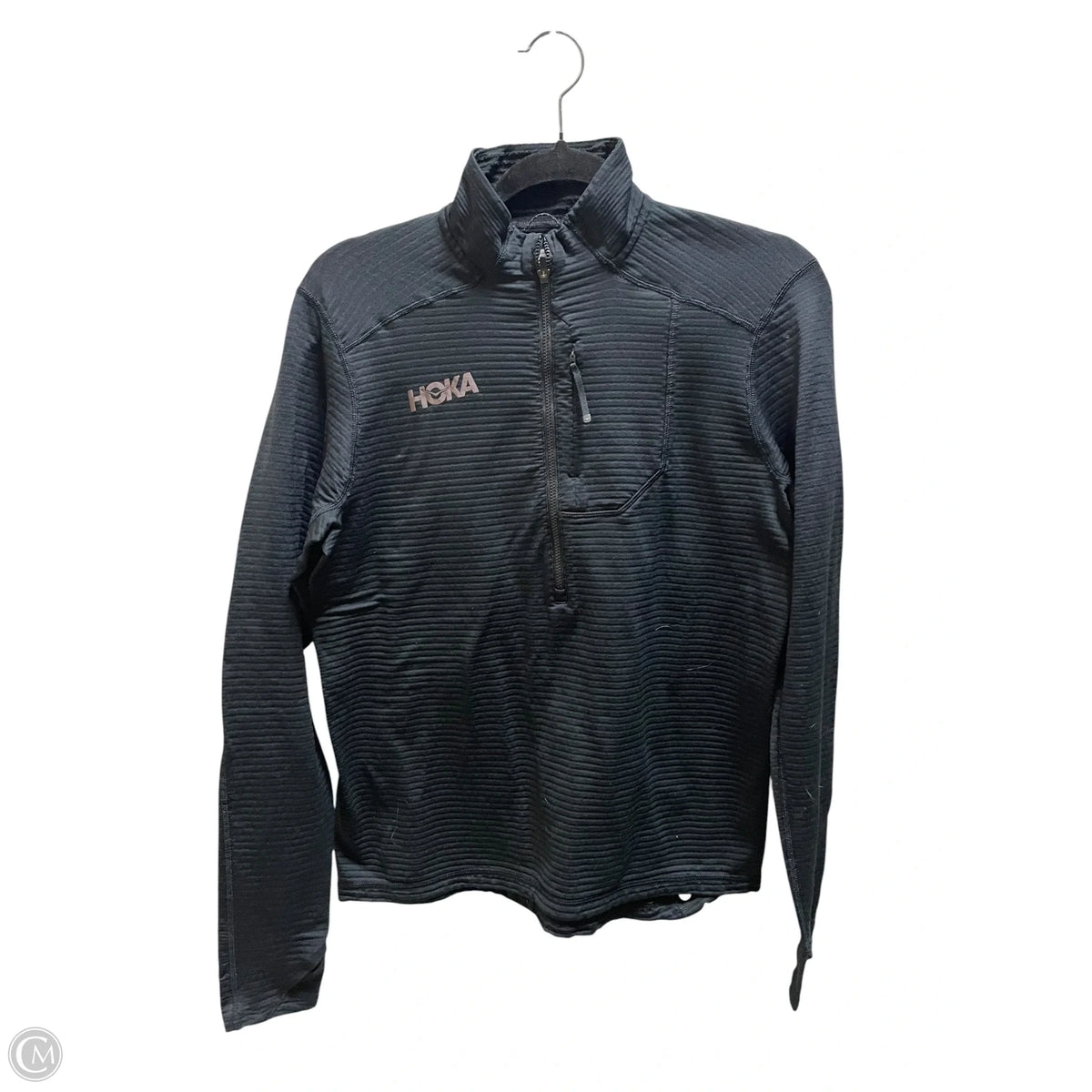 Athletic Top Long Sleeve Collar By Hoka In Black, Size: M